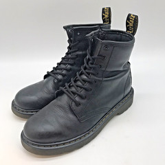Dr. Martens Docs 1460 J Combat Boots M4 L5 EU36 Black Leather Side Zip High Top