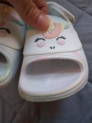 Cat & Jack Unicorn Slide Sandals Hook & Loop Strap Multicolor/White Kids 8