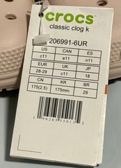 Crocs Classic Comfort Slip-On Clogs Pre School Unisex Size 11c – Tan (New)