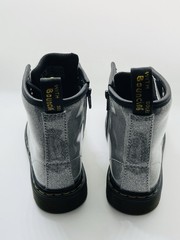 Dr. Martens Silver Glitter J Combat Boots Side Zipper Kids size 10 US New Unworn