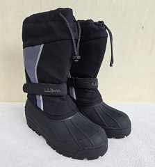LL Bean Boots Kids Size 5 Black Gray Winter Waterproof Snow Insulated Outdoor