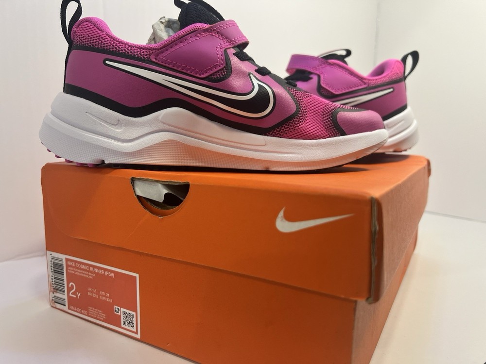 Nike Cosmic Runner (PSV) Unisex Kids Athletic Sneakers 2Y Pink Black White