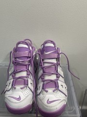 Nike Air More Uptempo FN6913-100 White Purple Low Top Leather Kids 5.5Y
