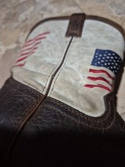 Durango Rebel Distressed USA Flag Western Cowboy Leather Boots Kids Size 3 M