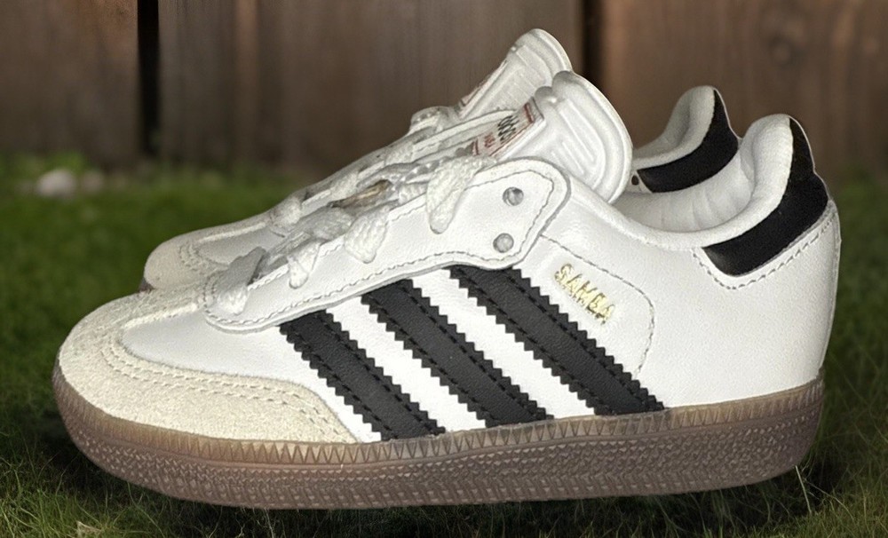 Adidas Samba J Kids Unisex Boys Girls Indoor Soccer Shoes White Black Size 8 K