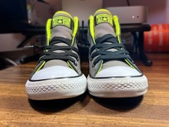 YOUTH Sz 2Y ~ Converse™ Chuck Taylor ALL STAR Mid Top ‚Gray, Neon‘ 642030F