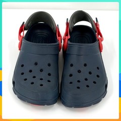 Kids Navy Blue CROCS Clogs w Red Adjustable Length Heel Straps Juvenile Size 3