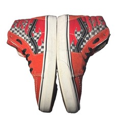 Vans Sk8-Hi Flame Checkerboard Red Black Kids Size 3 Youth Sneakers EUC