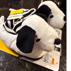 Peanuts Snoopy Kids Plush Slippers White Black 3D Character Size 9/10 NWT