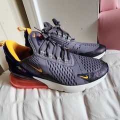Nike Air Max 270 Kids Athletic Sneakers Gray Yellow Blue Pink Mesh US 6Y