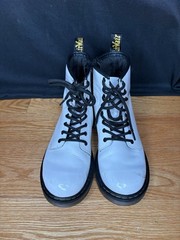 Dr Martens White Leather Combat Boots 1460 J Mens Size 4 Womens 5 Side Zip