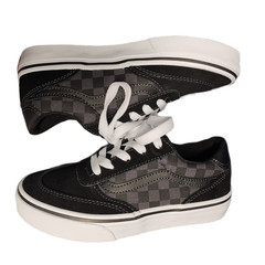 Vans Brooklyn LS Platform Sneakers Youth 1 Black Gray Checkered Lace Up 721356