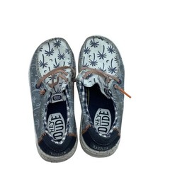 Hey Dude Youth Wally Tropical Palm Print Casual Shoes Kid Sz 11 Blue White
