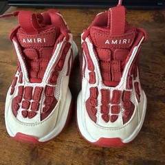 Amiri Bone Runner kids sneakers in red and white, size US 9
