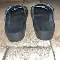 Black Slides Big Kid Size 3 Double Strap With Buckles NEW Funky Monkey