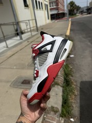 Nike Air Jordan 4 Retro White/Fire Red/Cement Size 5Y/6.5W