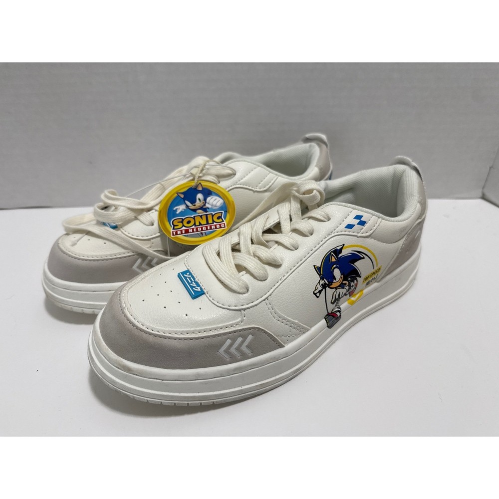 Sonic the Hedgehog Sega Licensed White Grey Low Top Graphic Sneakers Kids Youth