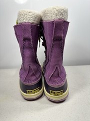 LL Bean Kids Sz 3 Snow Winter Duck Boots Purple 295601 Lined Rubber Suede Rain