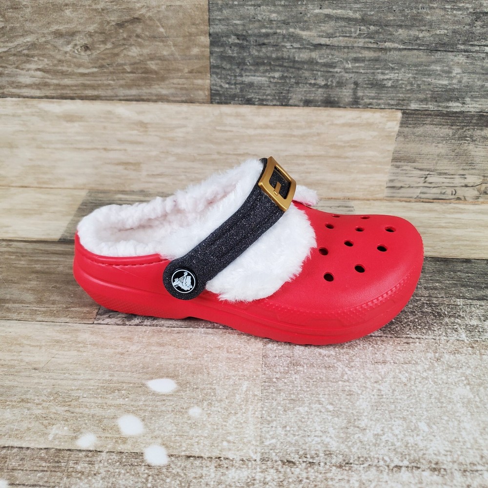 Crocs Classic Clogs Sz J1 Red Holiday Rubber Slingback Sandals Santa