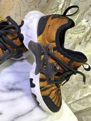 Nike React Presto Premium Tiger Print 3Y Shoes Magma Orange-White-Black CU8429