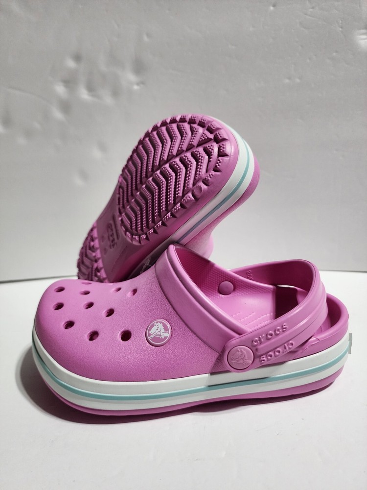 New Kids Crocs Crocband Clog Sandals Platform K Party Pink 207006 6SW Size J3