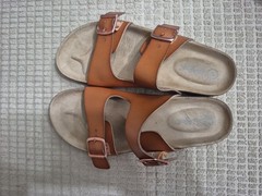 Cat & Jack Unisex Drew Brown Double Buckle Sandals, Size 4