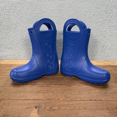 Crocs Boots Kids J3 Blue Handle It Rain Boot Pull On Waterproof Lightweight