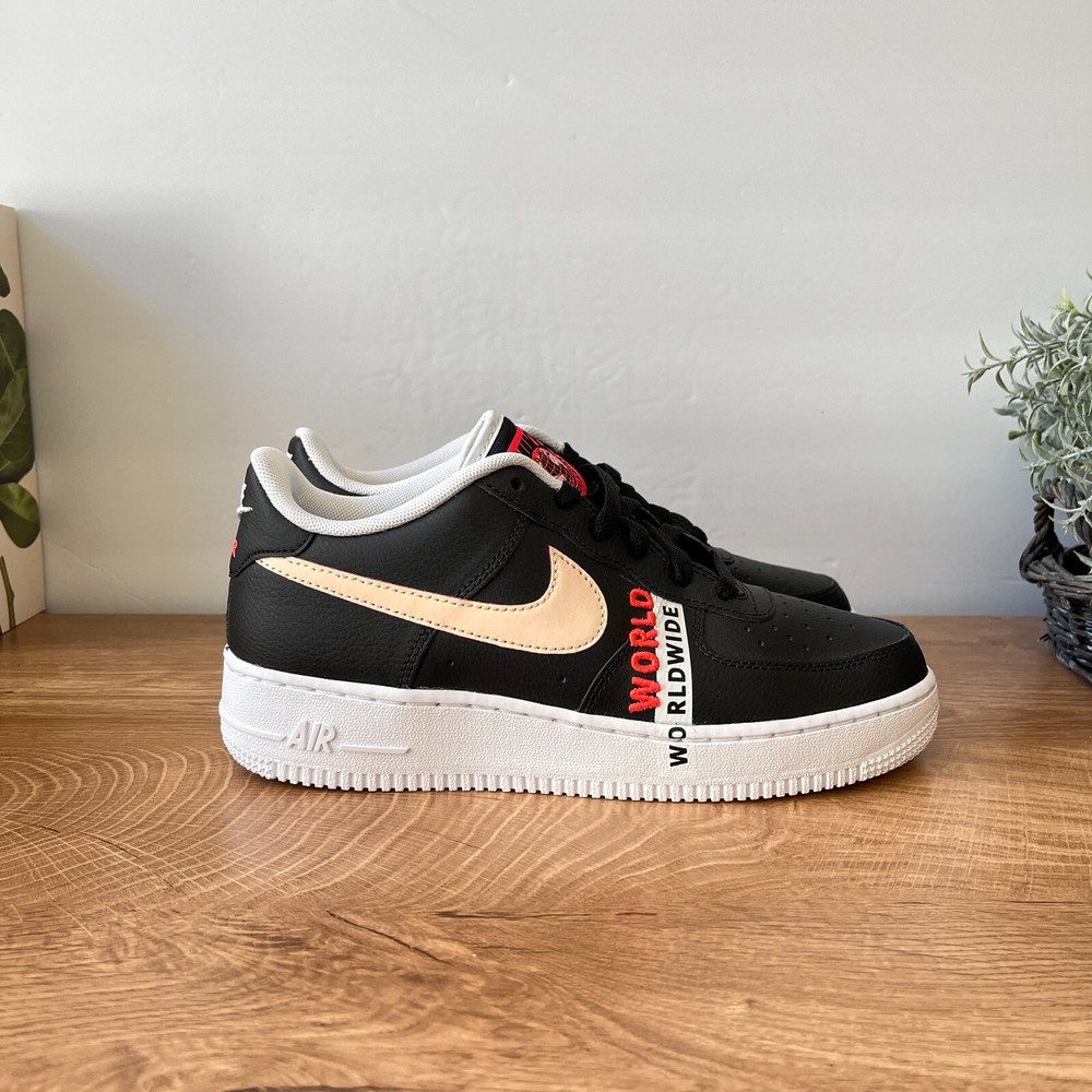Nike Air Force 1 Low LV8 Worldwide Pack Black Shoes CN8536-001 Size 6Y GS 7.5W