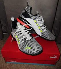 Puma Axelion Breathe Juniors White/Black Mesh Lace Up Sneakers Unisex Kids Sz 6C