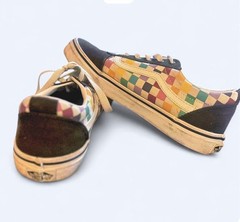 VANS Old Skool Kids Checkerboard Canvas Low Top Lace-Up Sneakers US 4