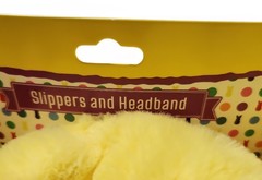Peeps Plush Yellow Bunny Slippers & Headband Med 13-1 Kids