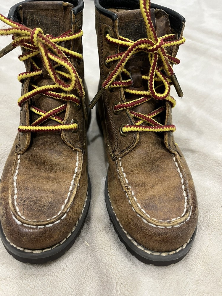 Frye DAKOTA MID LACE Youth Unisex Size 11 Brown Leather Boots