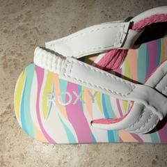 Roxy Unisex Kids Striped Flip Flops White/Blue/Multicolor Slip-On US 6