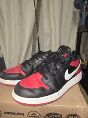 Big Kid’s Nike Air Jordan 1 Low Black/Gym Red-White (553560 066) Youth Size 5 US