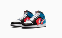 Air Jordan 1 Mid ‚Game Time‘ Black Blue White Crimson CV4891-001 GS Size 4Y-7Y