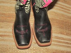 Horse Power HP7035 Pink & Zebra Square Toe Stovepipe Western Boots Youth size 5