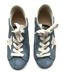 Golden Goose Distressed suede Superstar Low Top Sneakers in Blue