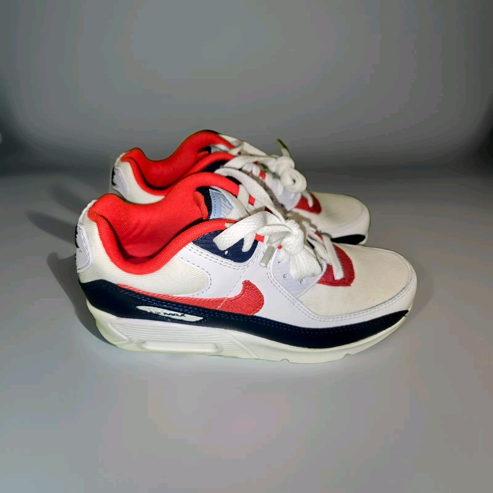 NIKE AIR MAX 90 (GS) WHITE-RED-MIDNIGHT NAVY SZ 4.5Y – WOMENS SZ 6