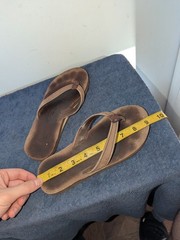 Rainbow Single Layer Sandals Kids Size 2-3 Brown Leather Slip On Thong