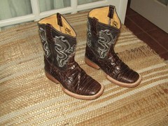 Herencia Square Toe Cowboy Western Boots Brown Leather Kids size 11 Mex 18
