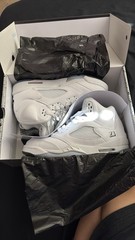 Jordan Air Jordan 5 Retro White Leather Sneakers Unisex Kids 6.5Y HQ7978-100