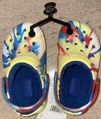 NWT Crocs Unisex-Child Kids‘ Classic Marbled Tie Dye blue Lined Clogs size c8