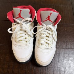 Jordan 5 Retro Fire Red 2012 White Black Red Kids Shoes 440889-100 Size 13C