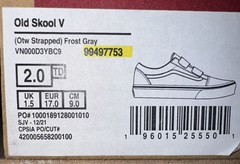 Vans Sneakers Size 2.0 Old School V Logo Pop Skate Shoes Unisex Blue/frost Gray