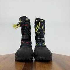 Little Kids Sorel Flurry Printed Black Waterproof Lined Outdoor Snow Boots Sz 12