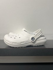 Crocs Classic Lined Clog Kids Size J1 White Comfort Travel Summer Winter