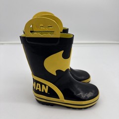Batman Yellow & Black Rubber Pull On Rain Boots Toddler Size 7-8