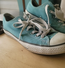 Converse ALL STAR Double Tongue Shoes Size Junior 5 Turquoise Aqua Sneakerrs