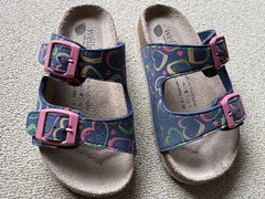 Kids mules/sandals, dark blue/multicoloured, size 29