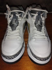 Jordan Spizike: Low White Wolf Grey Cool Grey Size Y7 Pre-Owned.